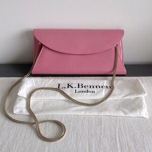 LK Bennett CU FLO clutch shoulder bag. Hot Pink with gold hardware